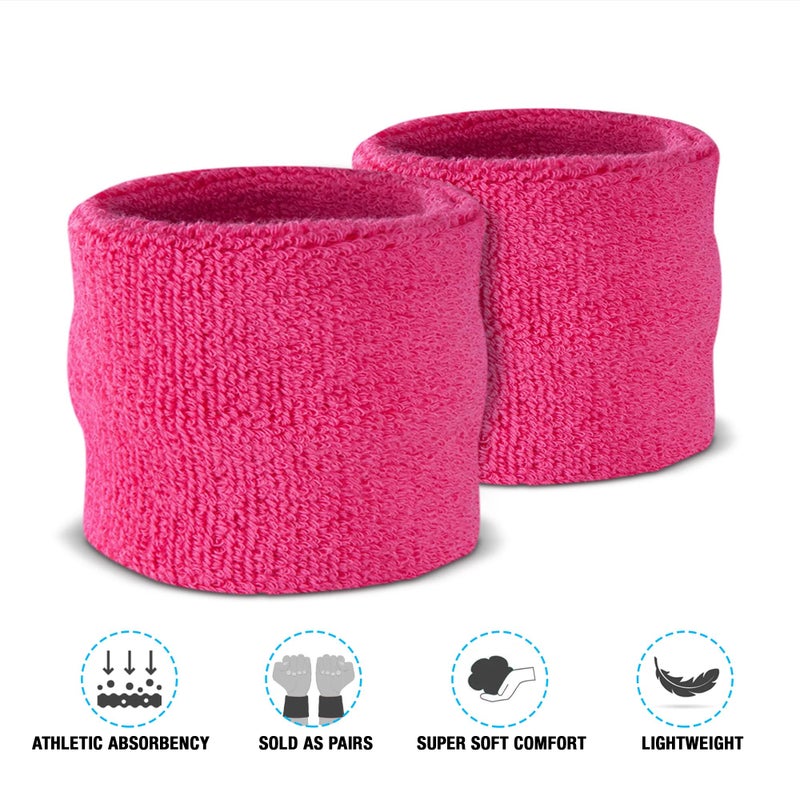 Suddora Wrist Sweatbands, Absorbent and Breathable Thick Cotton Bands for Working Out, Gymnastics, Basketball, Tennis, and Football, Multiuse Wristbands for Costumes and Cosplay, Neon Pink - Image 4